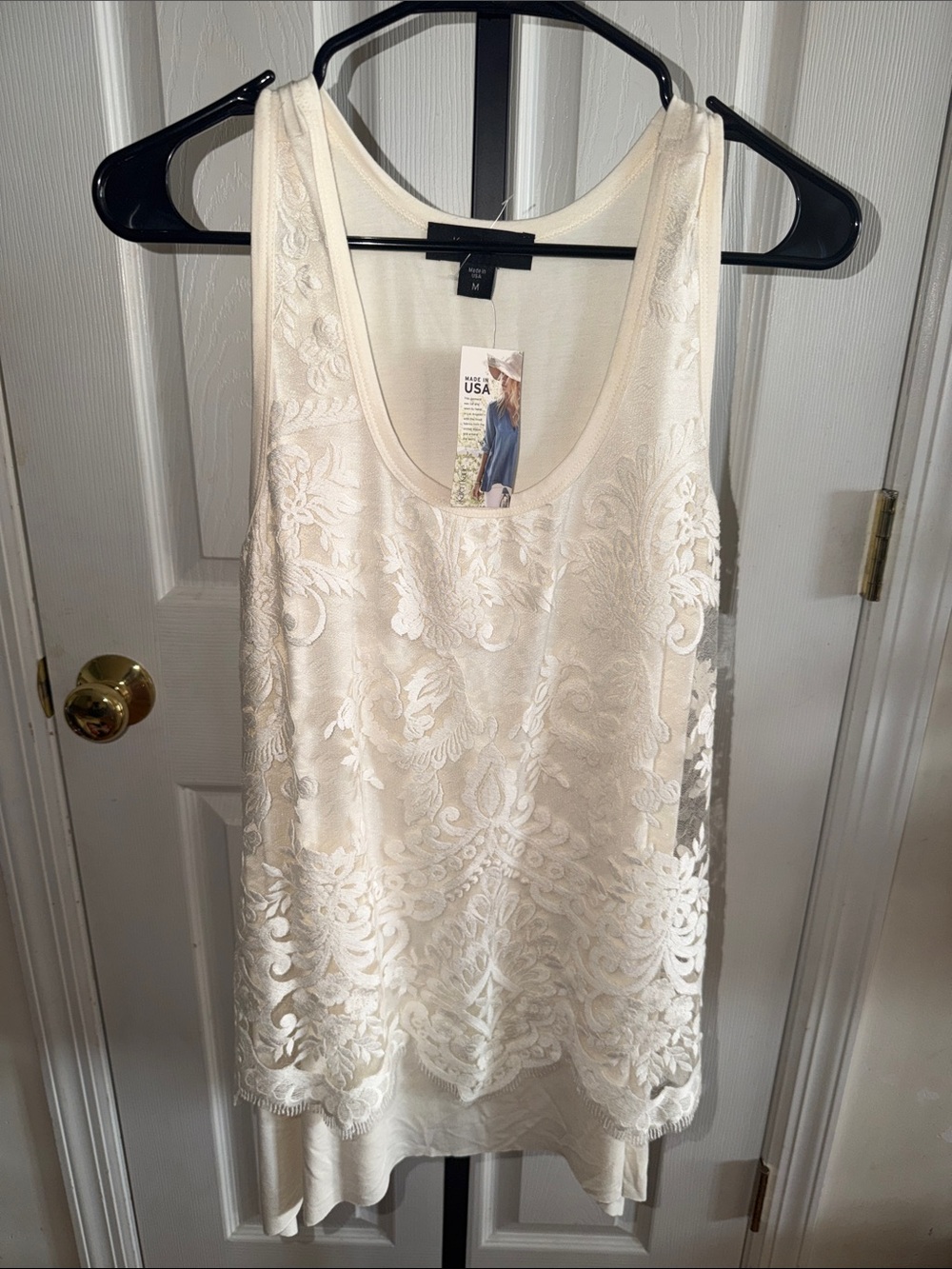 Karen Kane Ivory Lace Overlay Tank Top